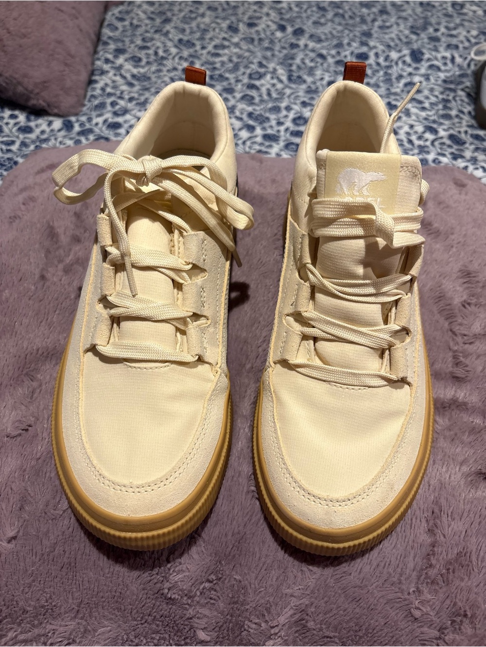 Sorel Cream Canvas Low-Top Sneakers with Gum Sole